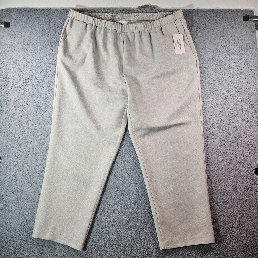 NWT Allison Daley Pants Women 22 WS Elastic Waist Textured Beige - NEW‎
